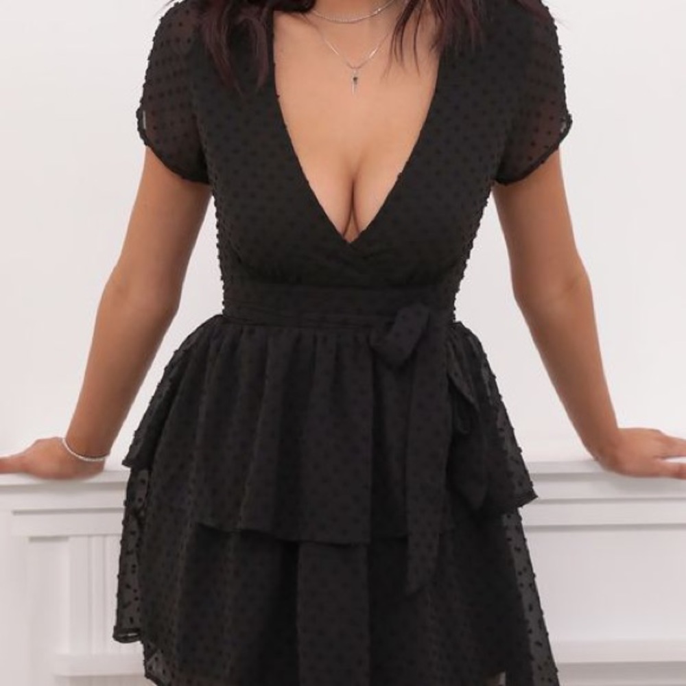 Lucy In The Sky - Take Me to Paris Dress in Black Polka Dot Chiffon